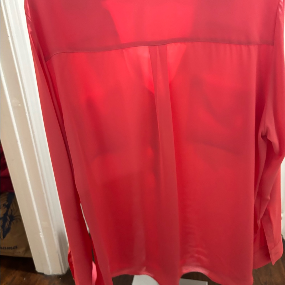 Express Vibrant Red Sheer Blouse